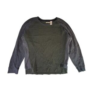 DKNY JEANS Mens XXL Sweatshirt Dark Green Grey Raglan Sleeve Crewneck Pullover
